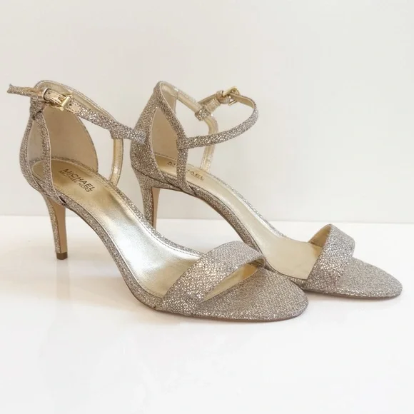 Michael Kors Simone Mid Gold Glitter Sandals Women’s 8 - Picture 4 of 8